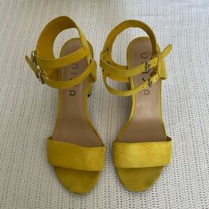 Unisa Yellow Sandals with Ankle Strap and Open-Toe Design